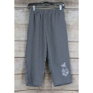 Cottage Street Womens Pull On Check Cropped Pants Size Medium Black White